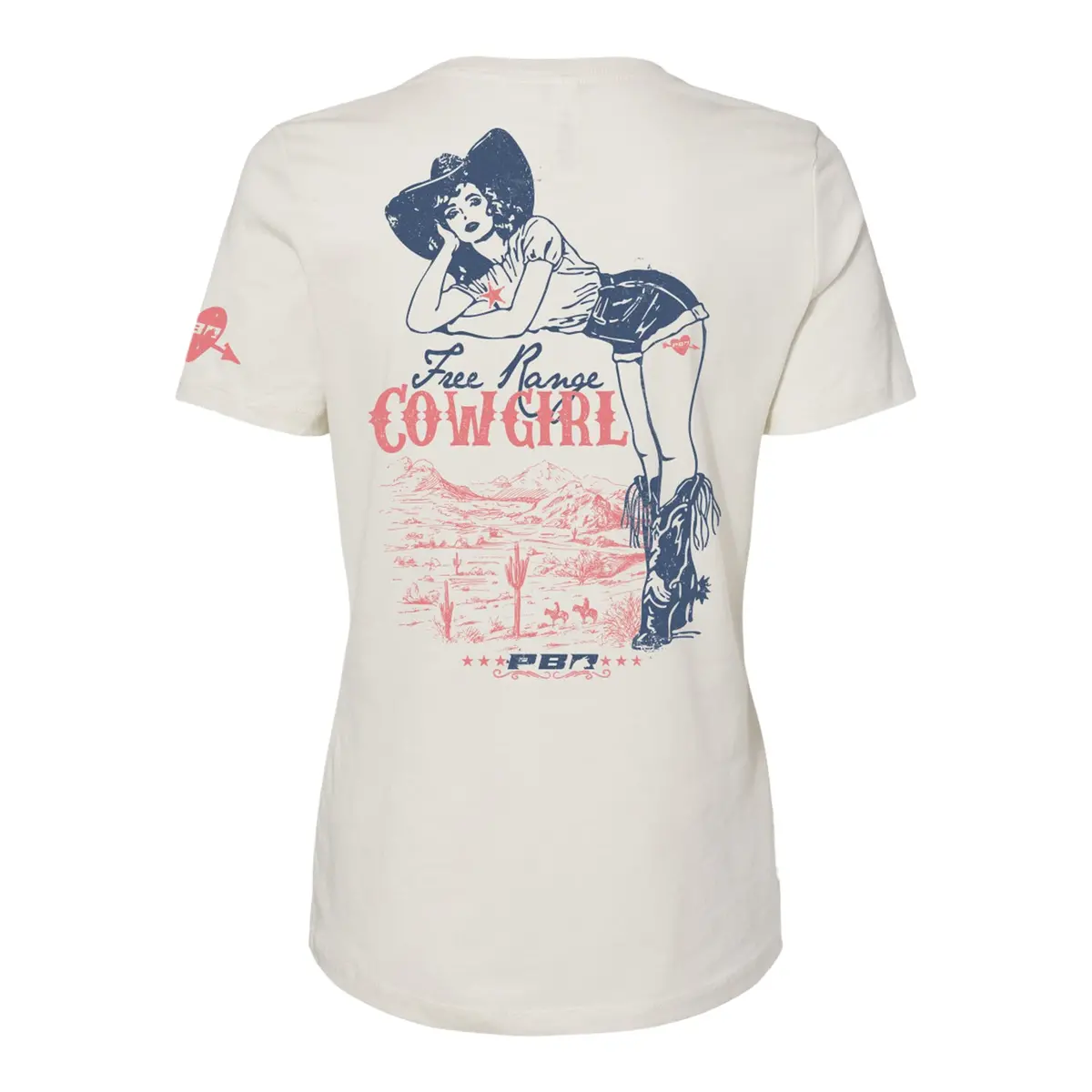 Pbr Ladies Free Range Cowgirl T-Shirt - Vintage White 1