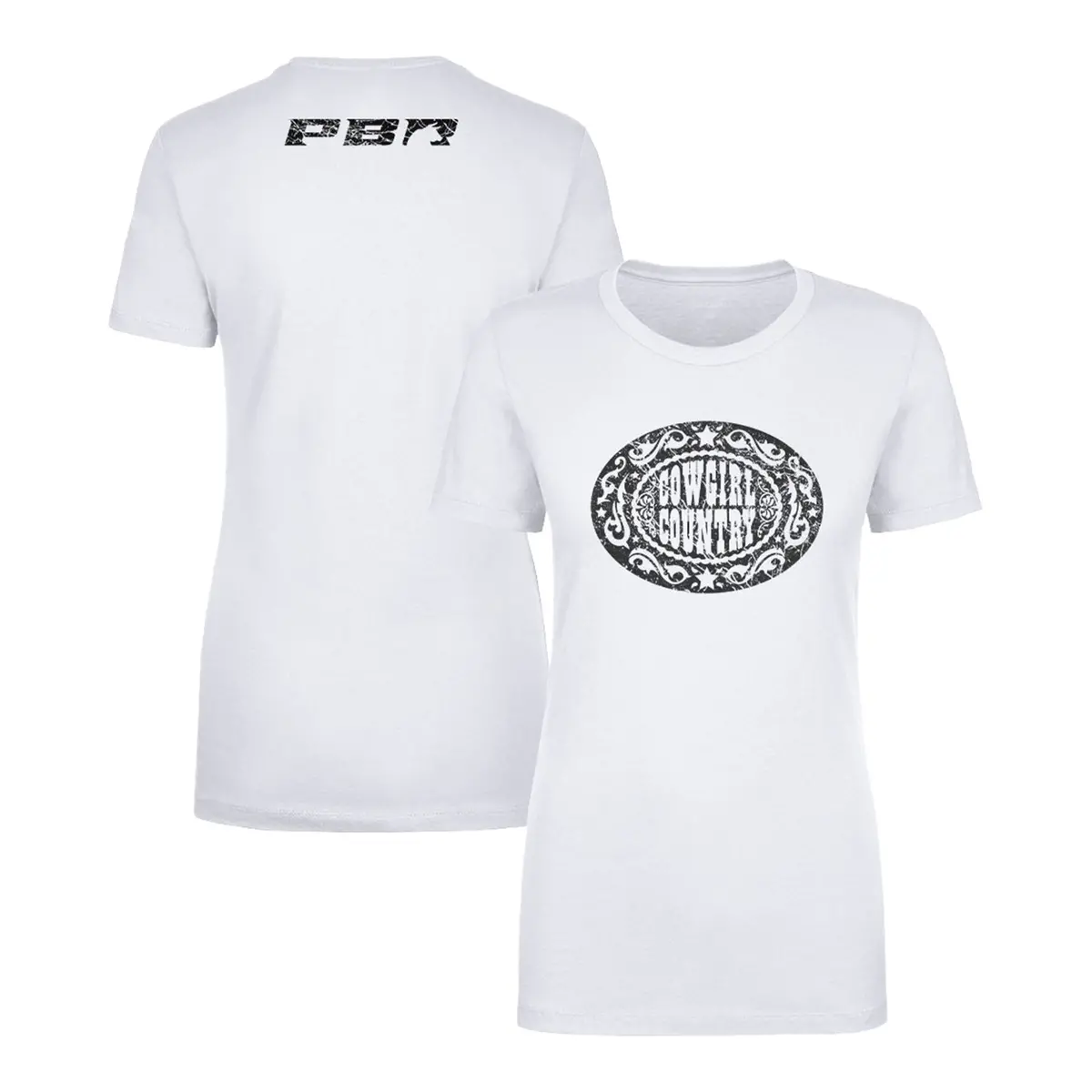 Pbr Cowgirl Country Ladies T-Shirt - White 1