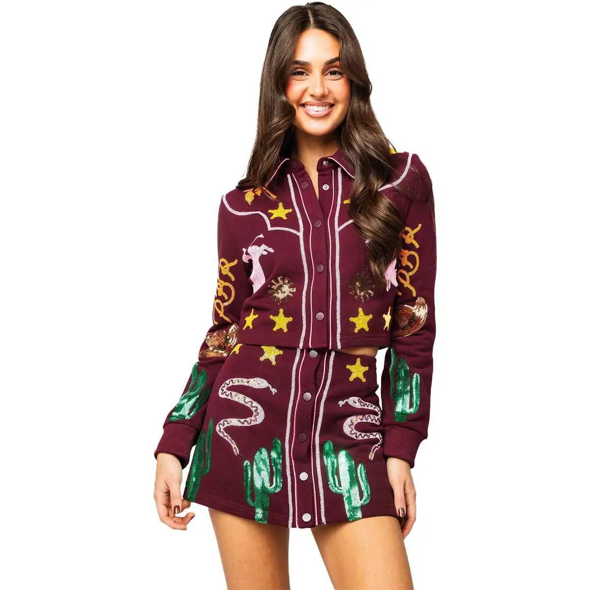 Pbr X Queen Of Sparkles Long Sleeve Icon Top - Maroon 1