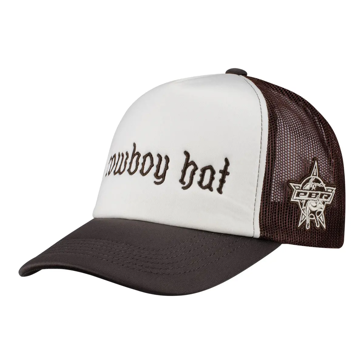 Pbr "Cowboy Hat" Foam Trucker Hat - White And Brown 1