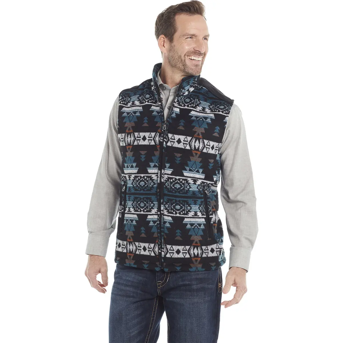 Navajo Blanket Vest With Wool Accents 1