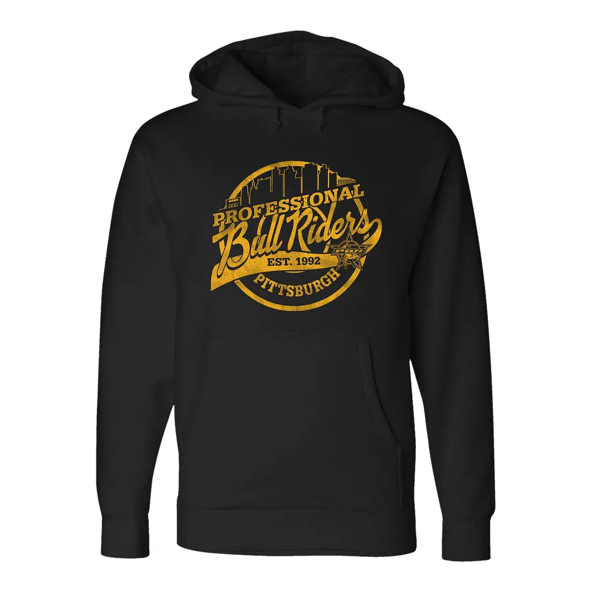 Pbr Pittsburgh Skyline Script Hoodie - Black 1