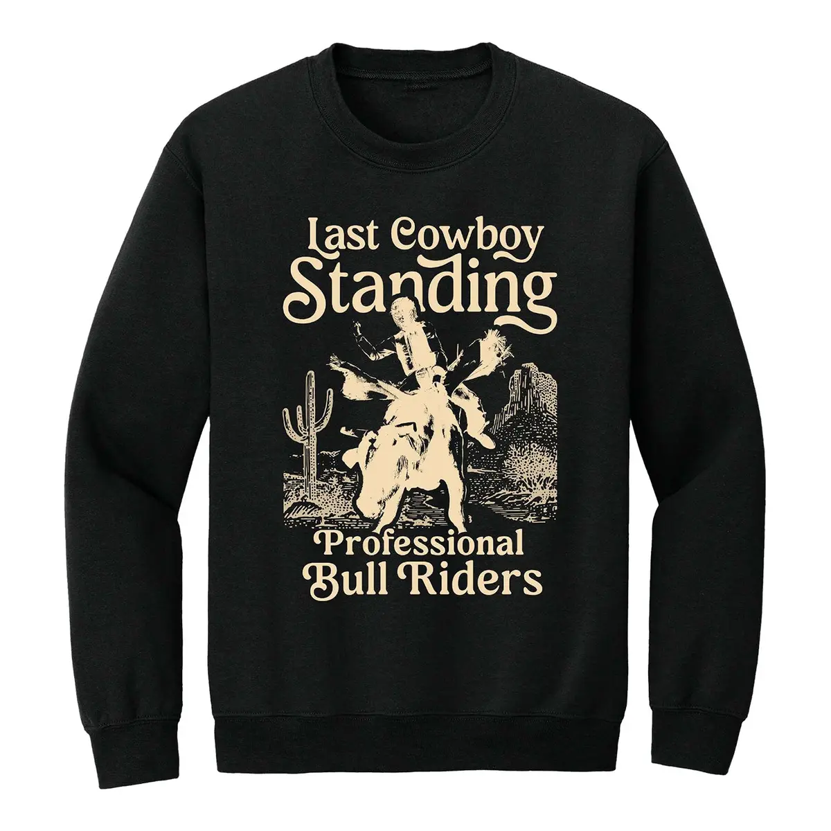 Pbr Last Cowboy Standing Crewneck Sweatshirt - Black 1