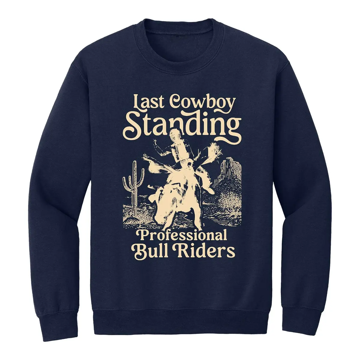 Pbr Last Cowboy Standing Crewneck Sweatshirt - Navy 1