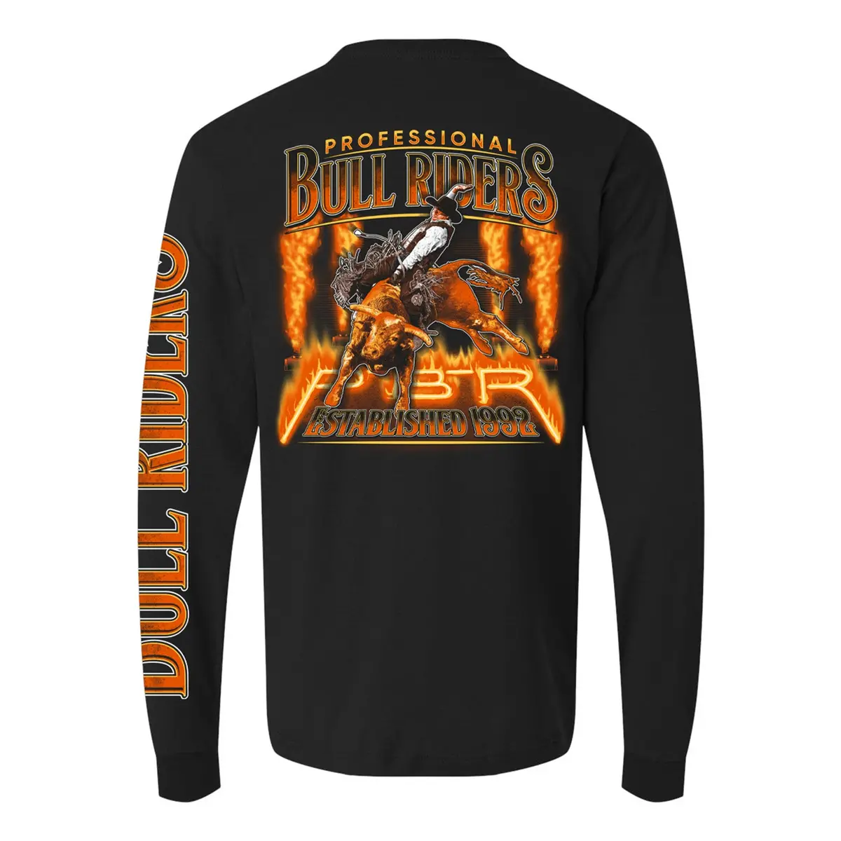 Pbr Fire & Flames Long Sleeve T-Shirt - Black 1