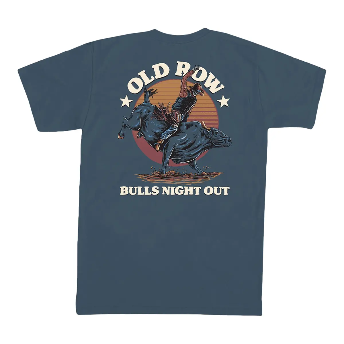 Pbr X Old Row Bulls Night Out Pocket T-Shirt - Denim 1