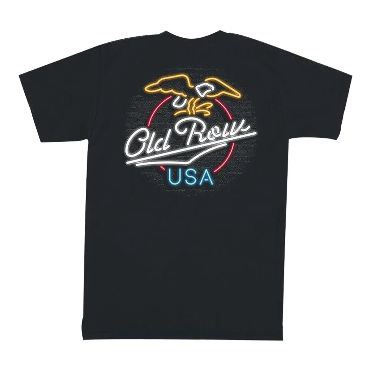 Pbr X Old Row Usa Neon Sign Pocket T-Shirt - Black 1
