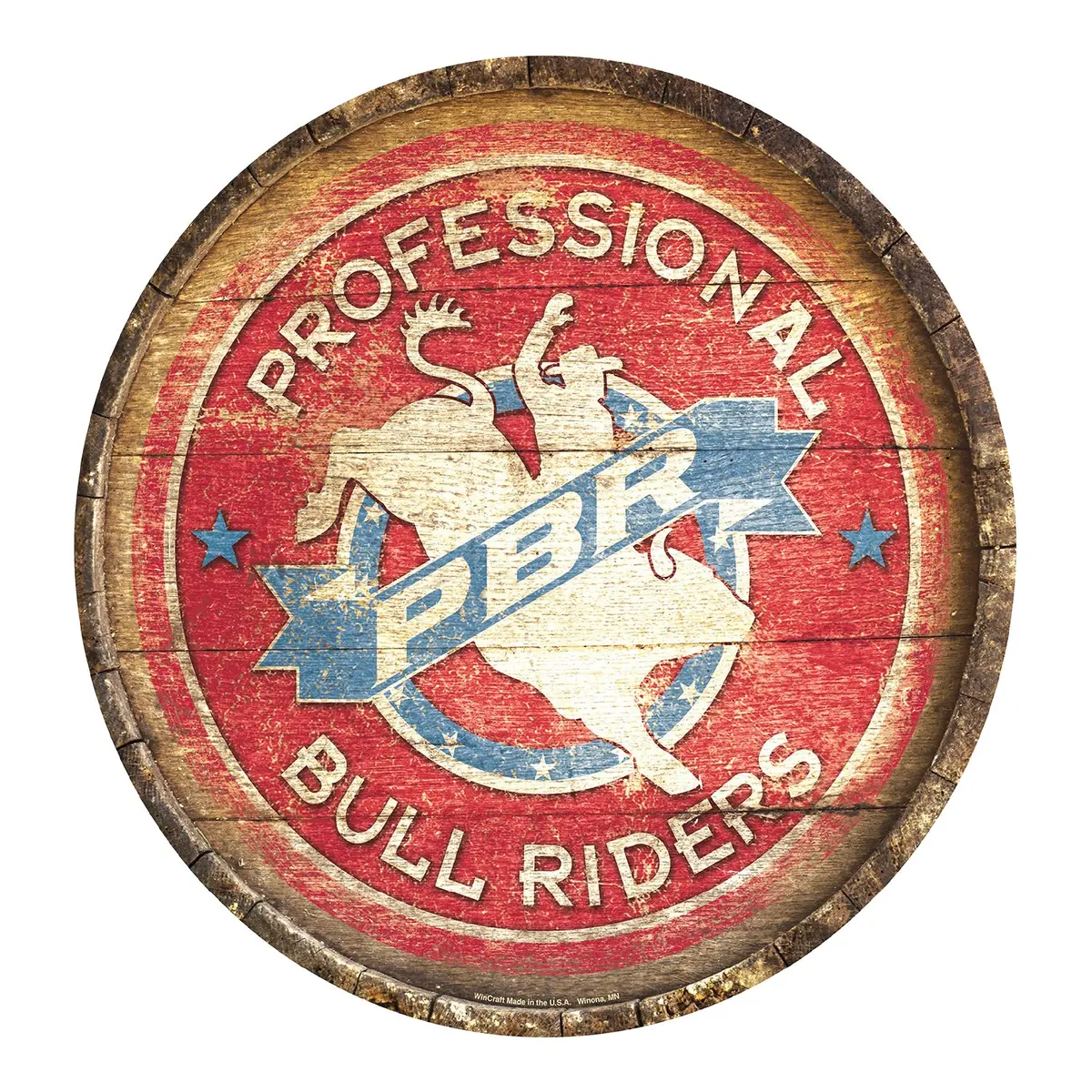 Pbr Retro Distressed 14" Round Wood Sign - Full Color Logo 1