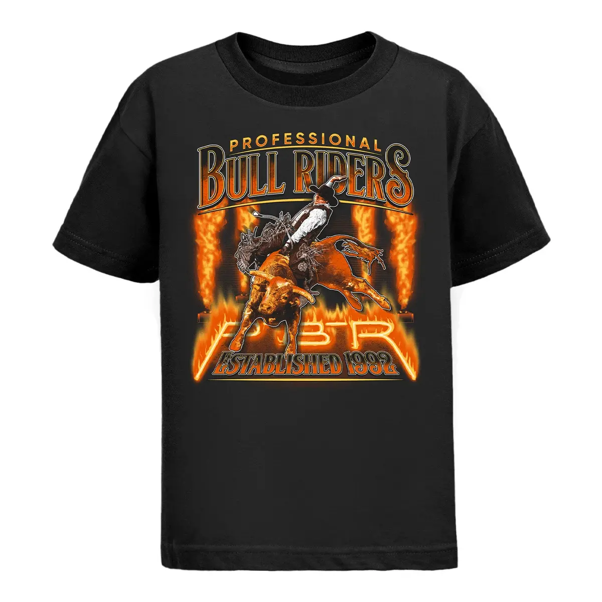 Pbr Established 1992 Fire & Flames Youth T-Shirt - Black 1
