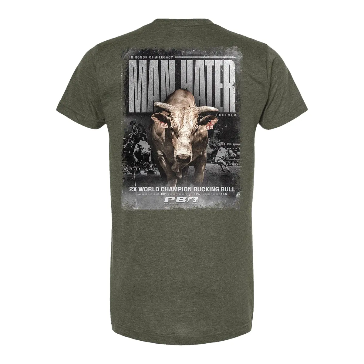 Pbr Man Hater Legacy Career T-Shirt - Heather Military Green 1