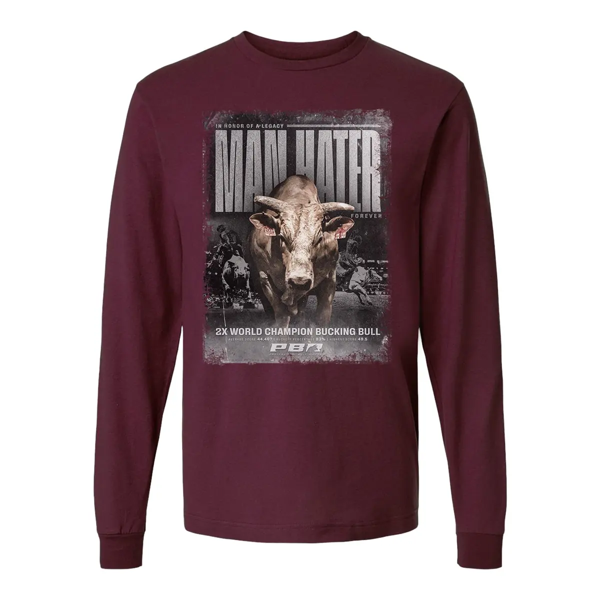 Pbr Man Hater Legacy Career Long Sleeve T-Shirt - Burgandy 1