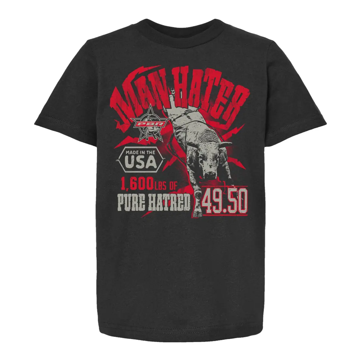 Youth Pbr Man Hater Heavy Weight T-Shirt - Black 1