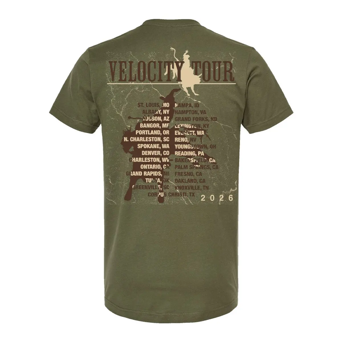 Pbr Velocity Tour 2026 Routing T-Shirt - Military Green 1