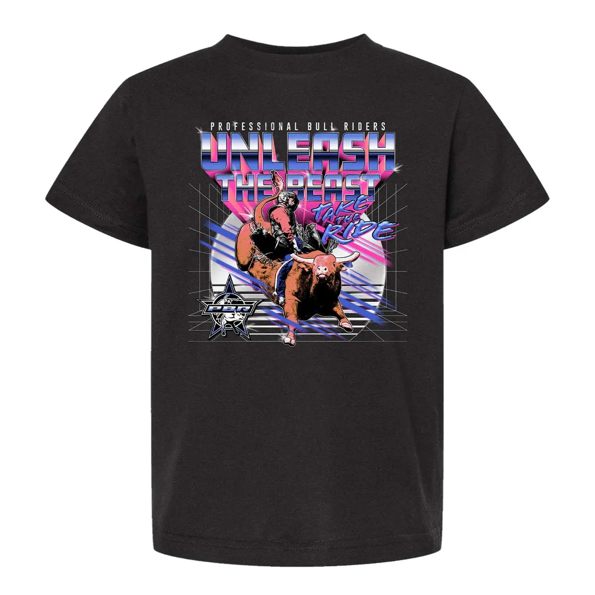 Pbr Unleash The Beast Synthwave Youth T-Shirt - Black 1