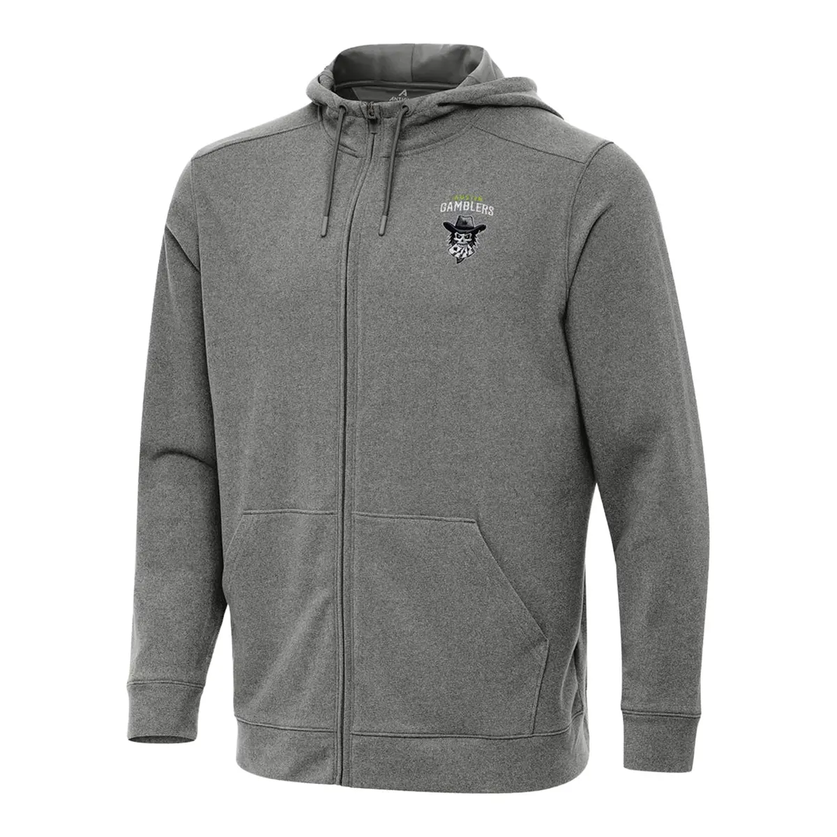 Pbr X Antigua Austin Gamblers Effortless Full Zip Hoodie - Silver 1