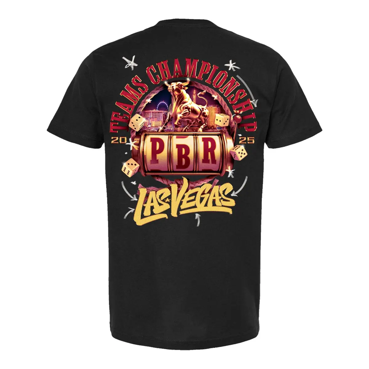 Pbr 2025 Teams Championship Slot Machine T-Shirt - Black 1