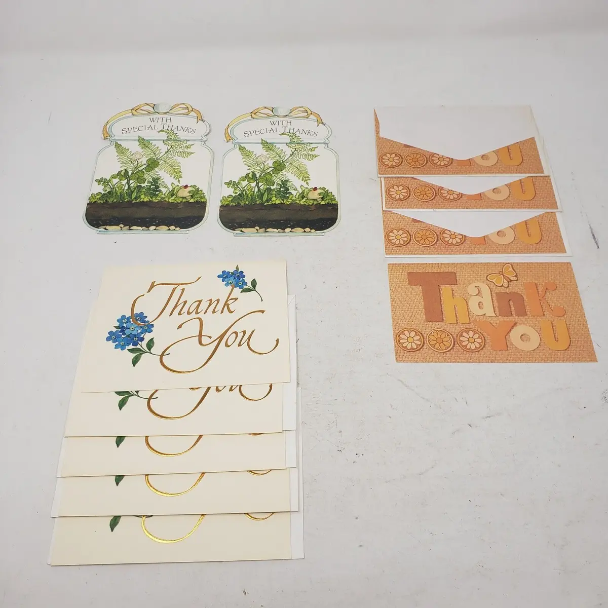 Vintage Thank You Greeting Cards Gardening Terrarium Flowers Floral Lot 11 Usa 1
