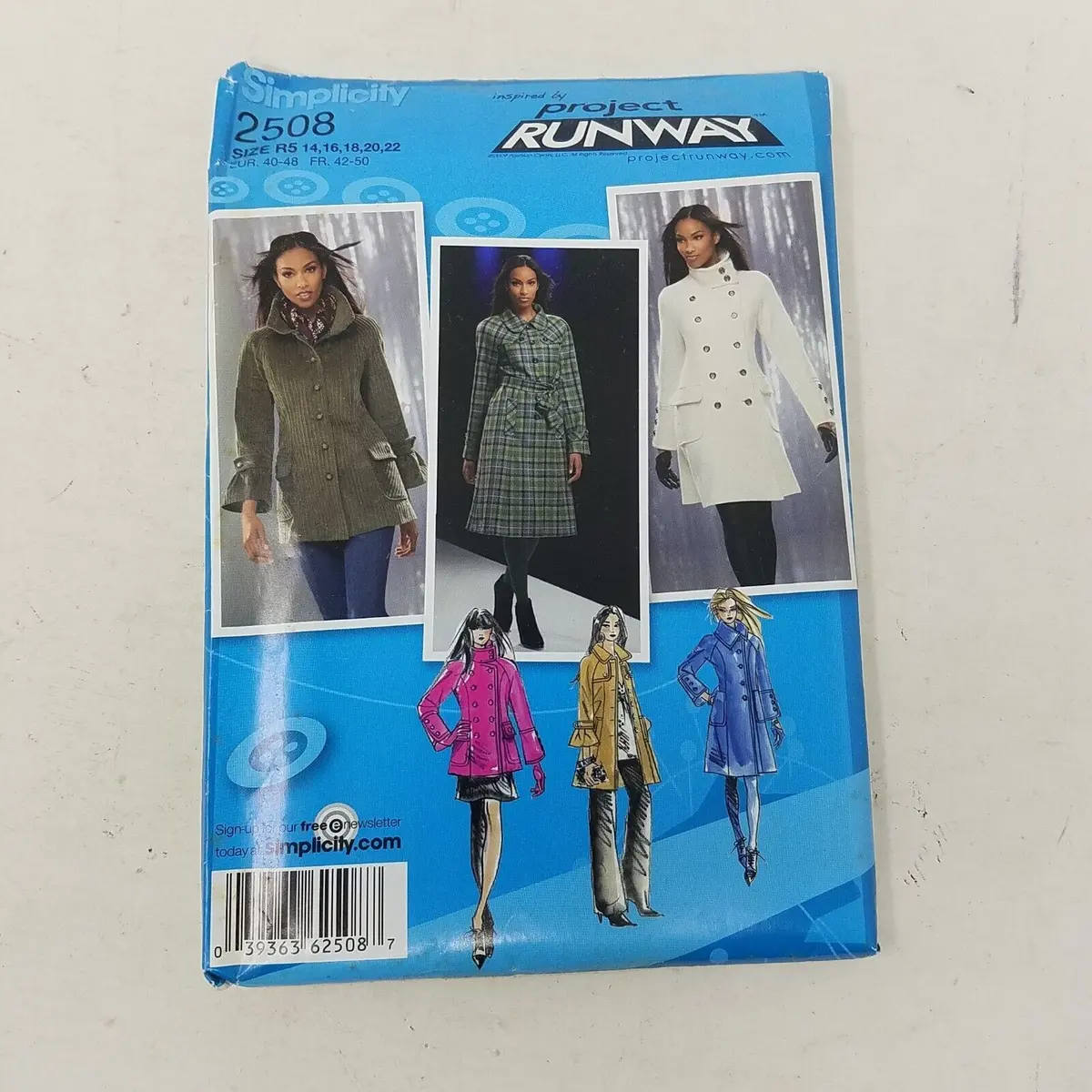 Simplicity Project Runway Sewing Pattern 2508 Coat Uncut Womens 14 16 18 20 22 1