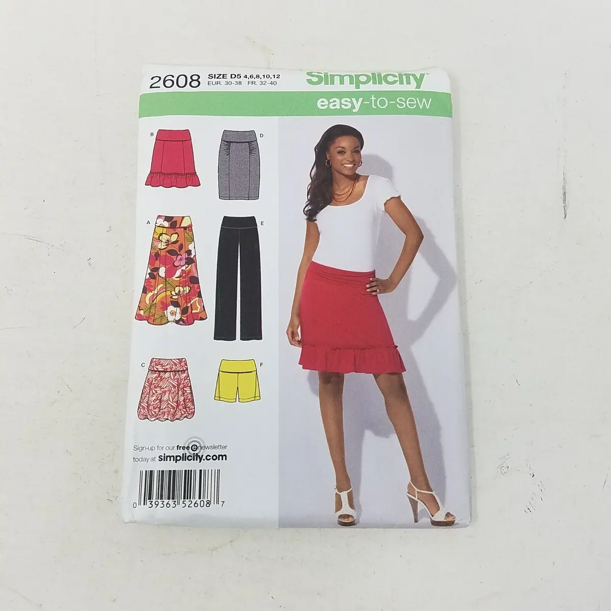Simplicity Sewing Easy Pattern Skirt Pants Shorts 2608 Womens 4 6 8 10 12 Uncut 1