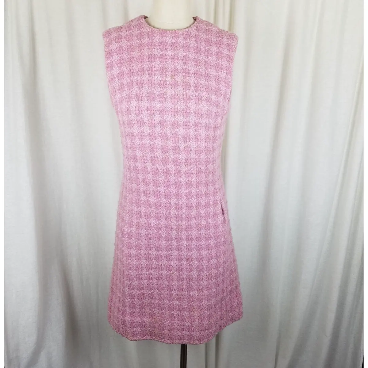 Vintage Mid Century Mod Victor  Of Hong Kong Woven Boucle Sheath Dress Womens S 1