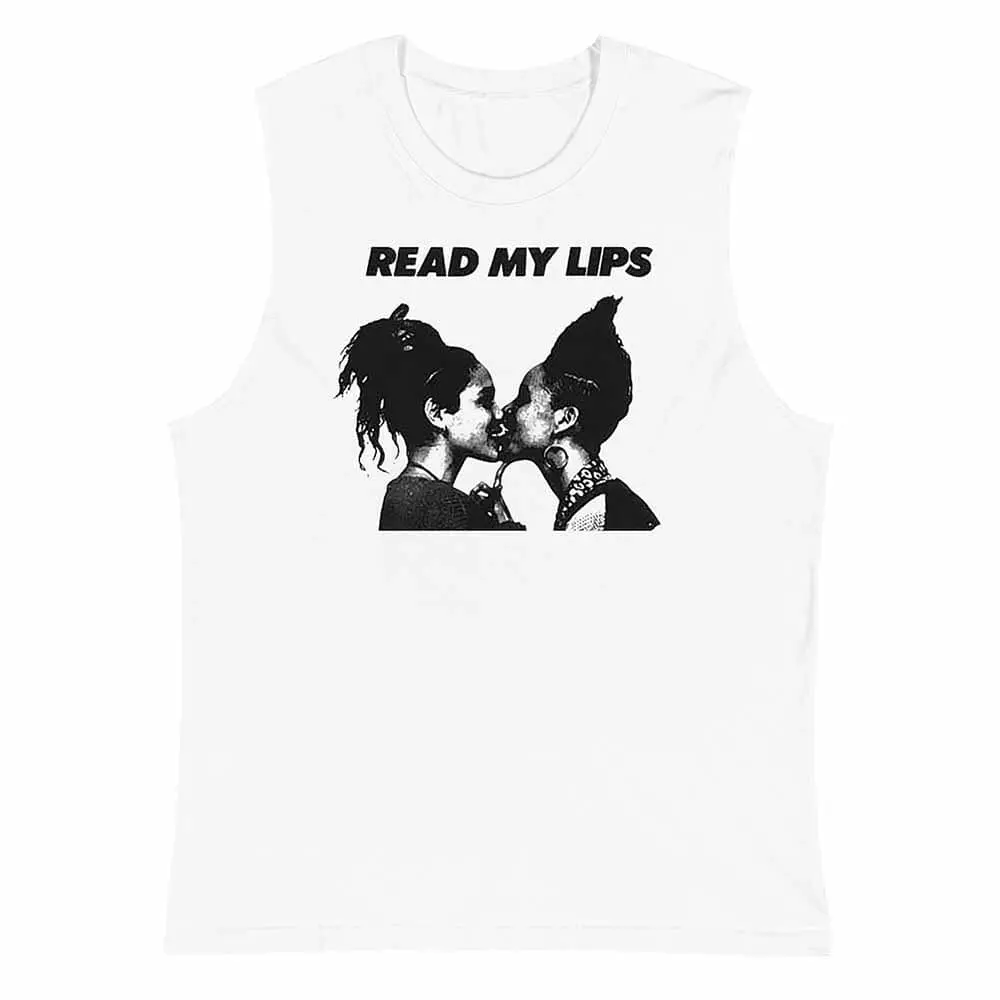 Read My Lips Women Sleeveless T-Shirt - Rainbow Railroad 1