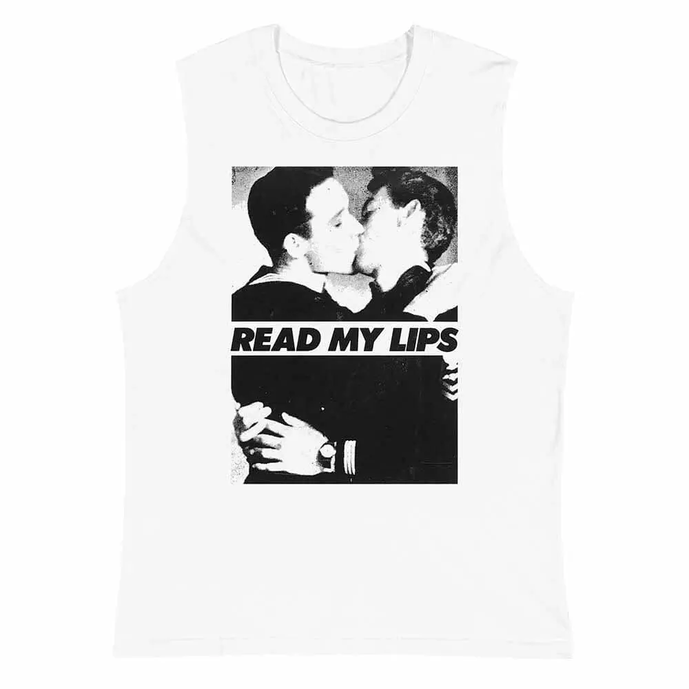 Read My Lips Men Sleeveless T-Shirt Supporting Rainbow Railroad 1