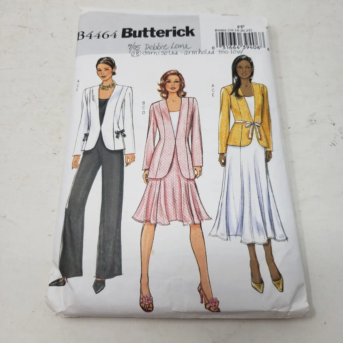 B4464 Butterick Womens Pants Skirt Top Jacket Sewing Pattern Size 16-18-20-22 Ff 1