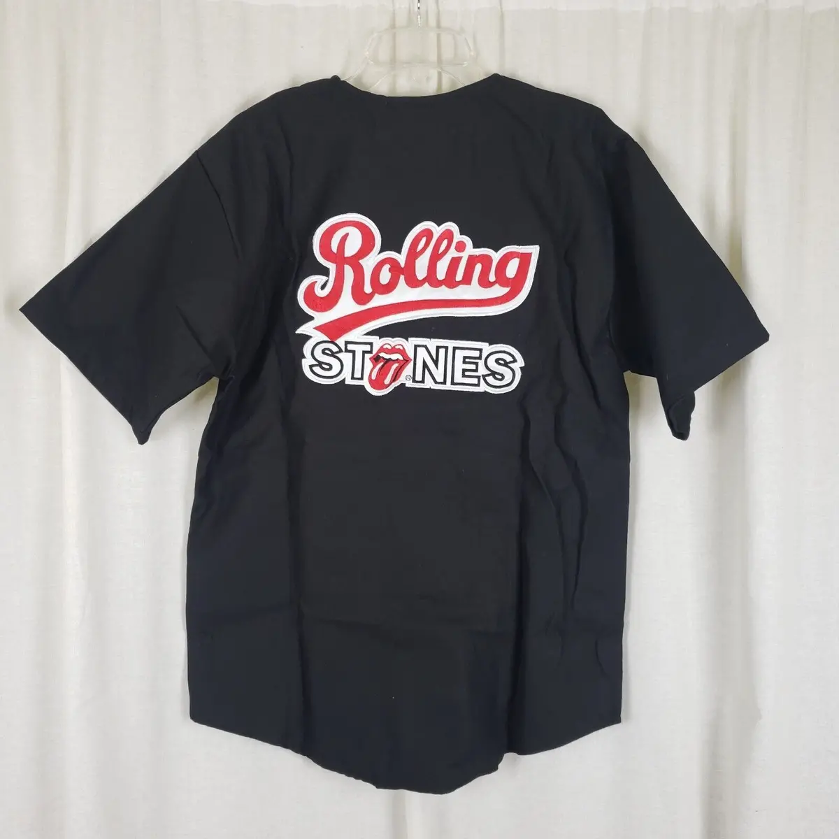 Vintage The Rolling Stones Embroidered Patch Baseball Jersey Mens L Brockum Lips 1