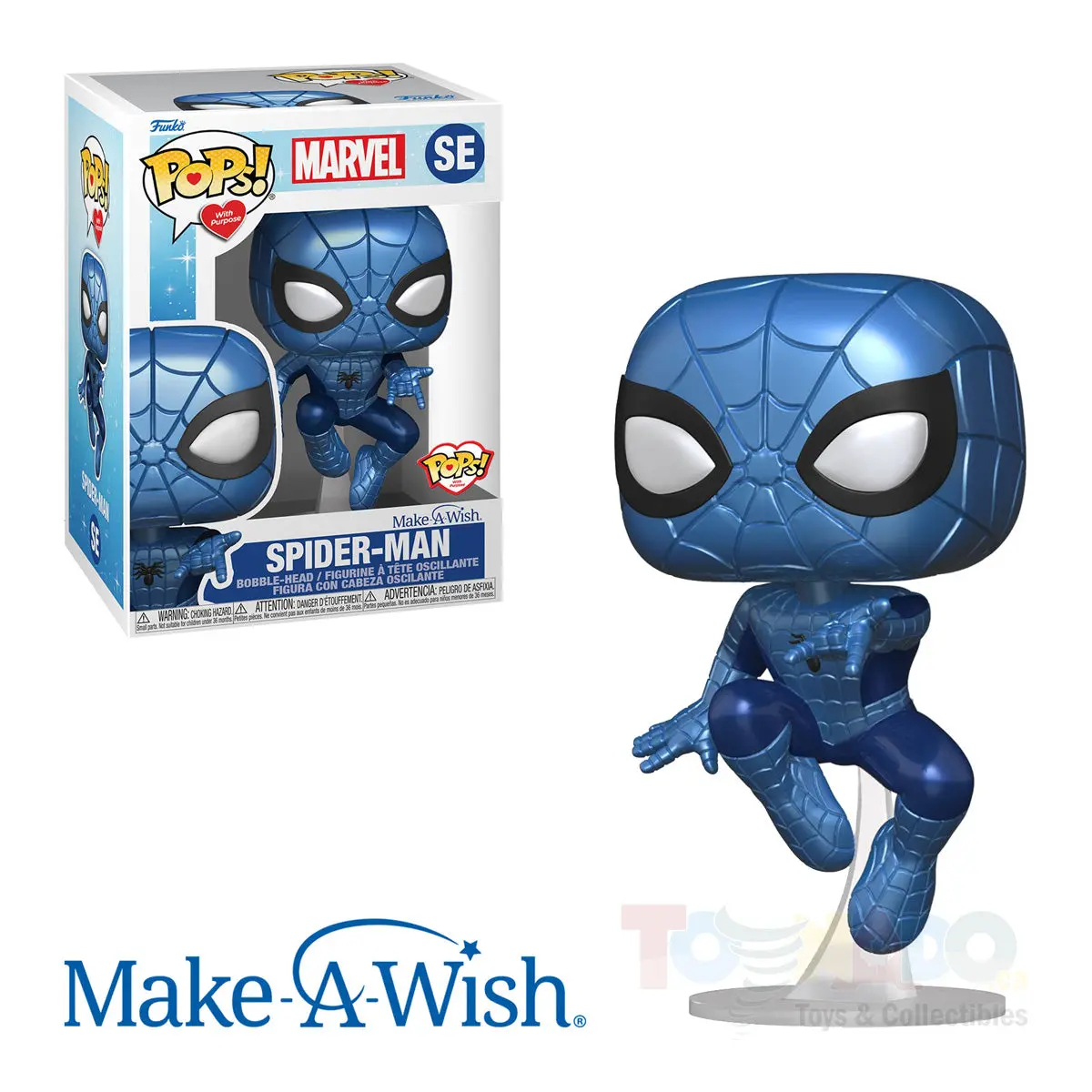 Funko Pops! With Purpose #Se - Make-A-Wish - Spider-Man (Metallic) Special Edition Vinyl Figure 1
