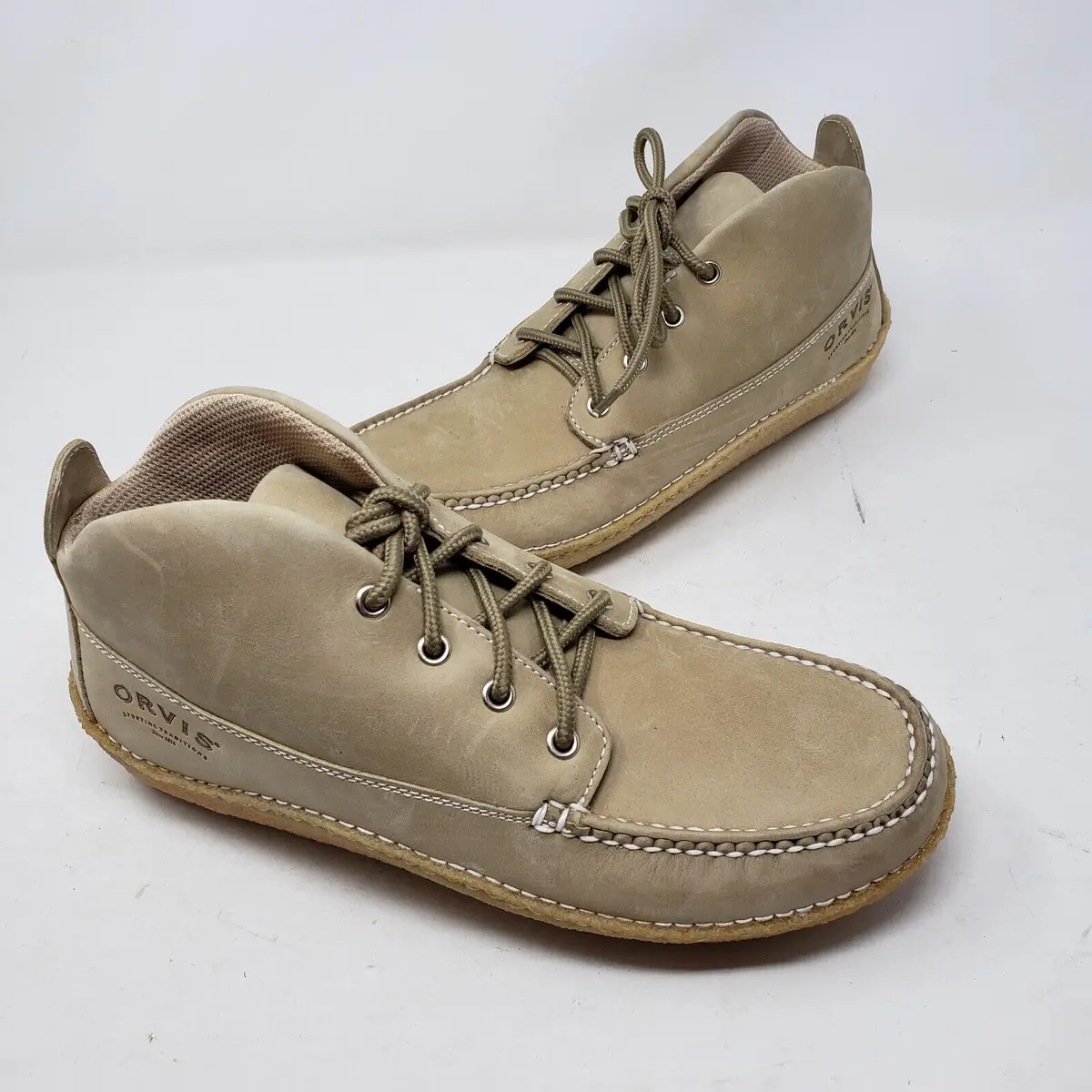 Vintage Orvis Blonde Leather Chukka Gumsole Gumshoe Shoes Boots Mens 11D 16Pl 1