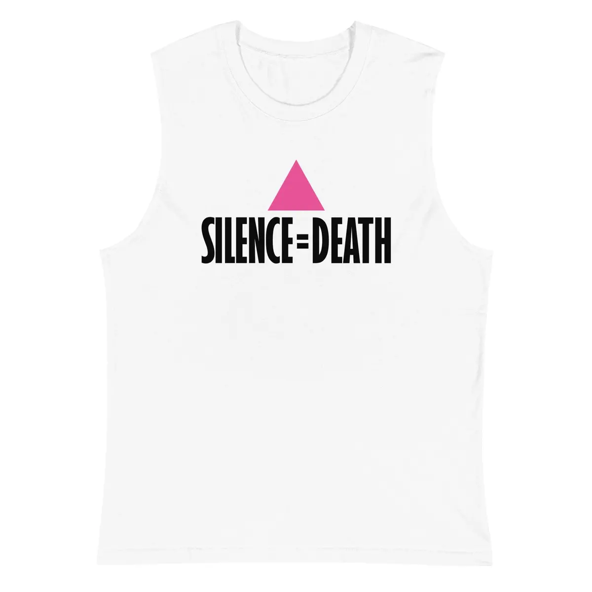 Silence = Death White Sleeveless T-Shirt - Ali Forney Center 1