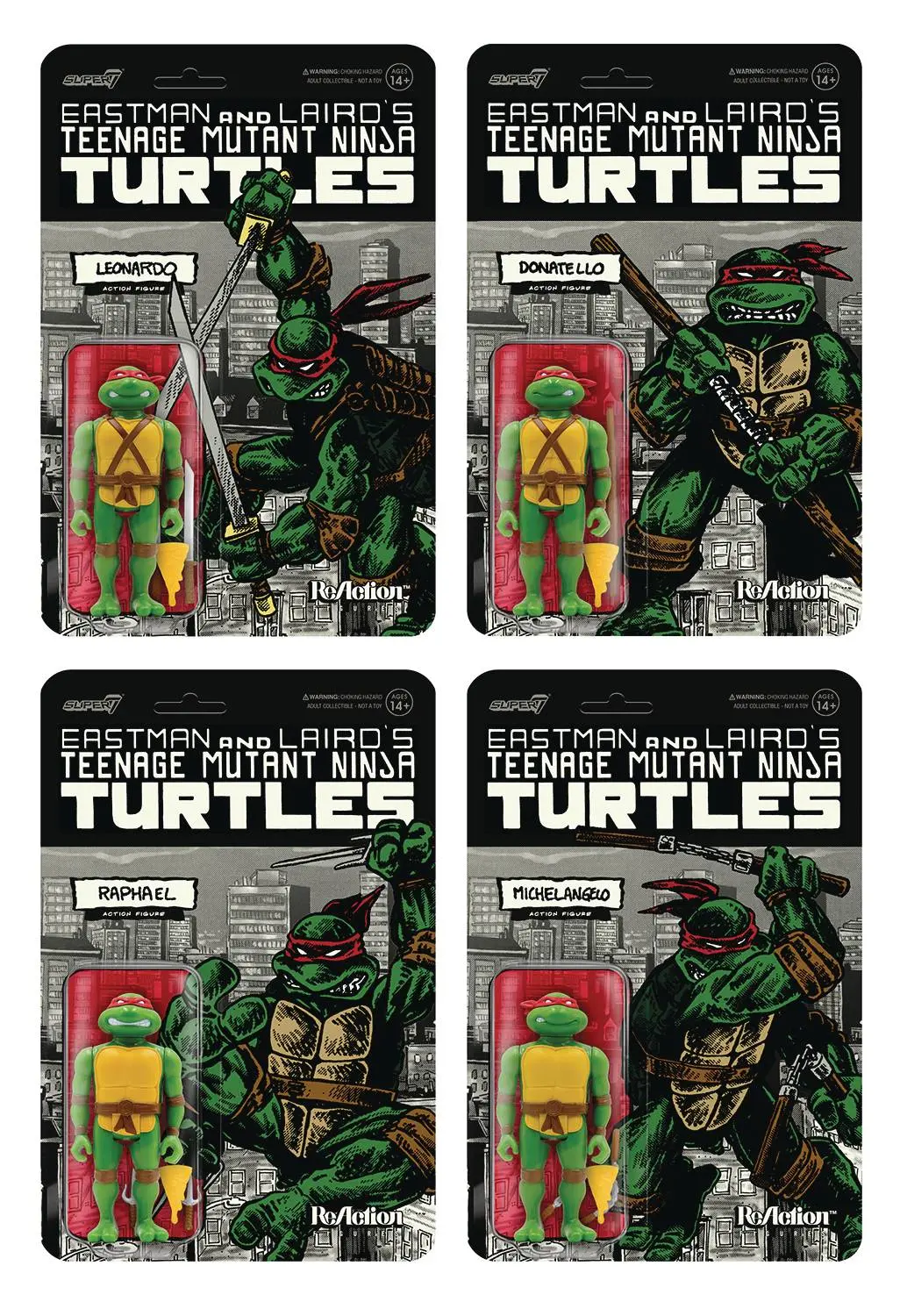 Super7 Reaction Figures - Tmnt Teenage Mutant Ninja Turtles (Mirage Variant) - Px Exclusive 4-Pack Action Figure Set Last One! 1