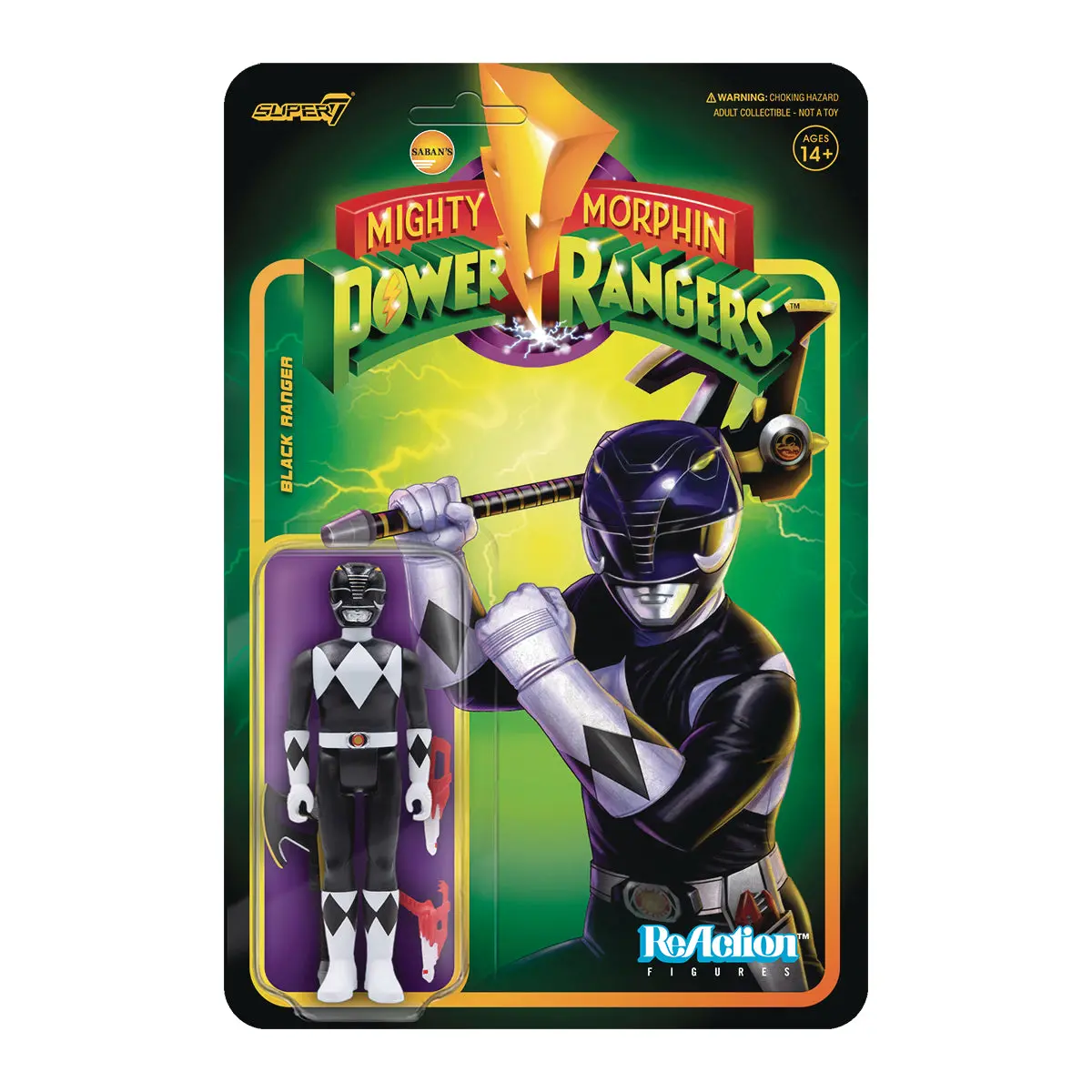 Super7 Reaction Figures - Mighty Morphin Power Rangers - Black Ranger Action Figure (81378) Low Stock 1