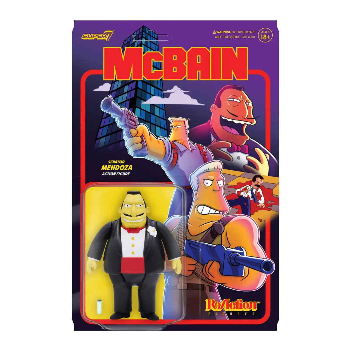 Super7 Reaction Figures - The Simpsons: Mcbain - Senator Mendoza Action Figure (81360) Low Stock 1
