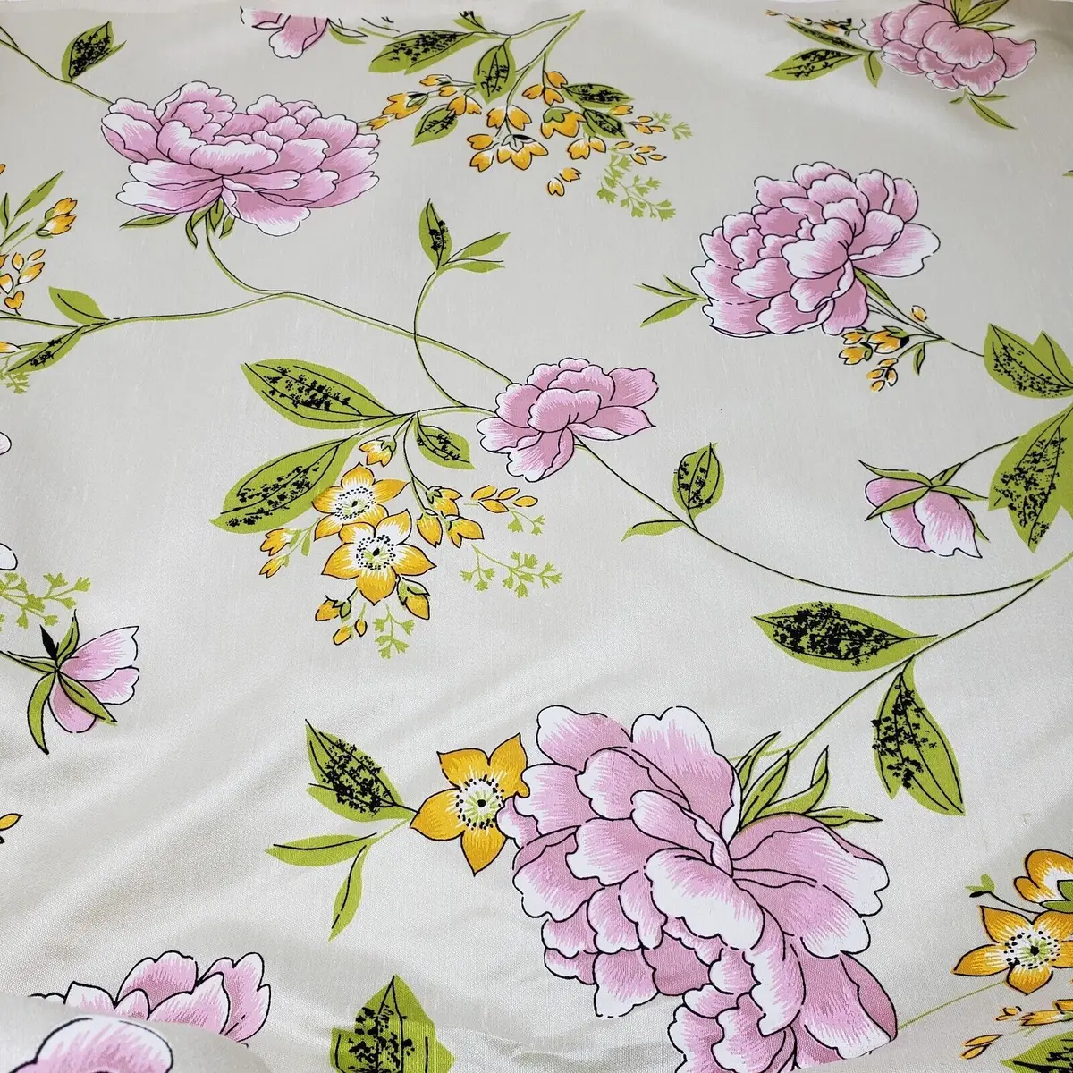 Vintage Thane Azalea Fabric Shabby Floral Chic Mcm Flowers Material 7+ Yards 70S 1
