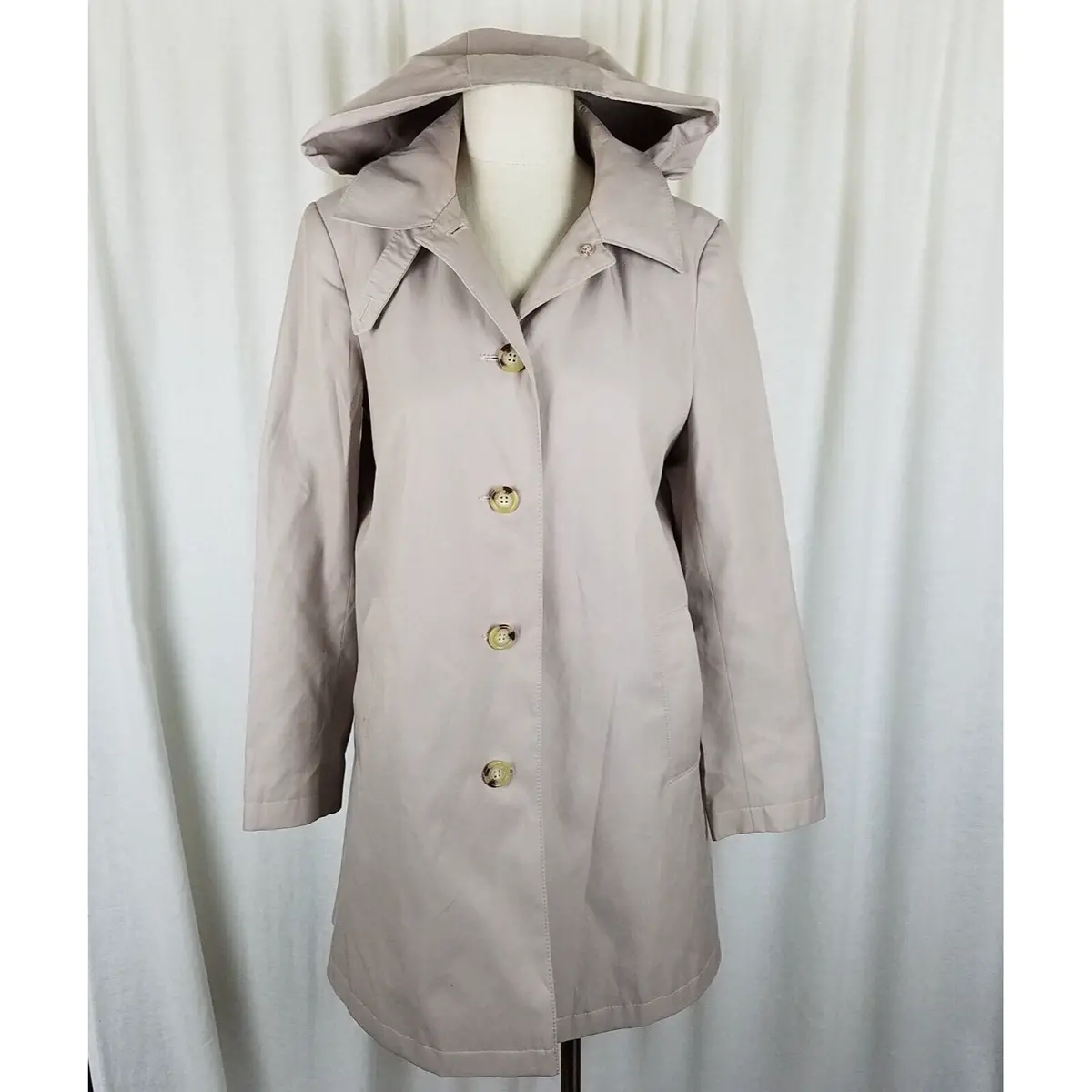 Lauren Ralph Lauren Petites Hooded Midi Trench Coat Womens Pm Clay All Weather 1