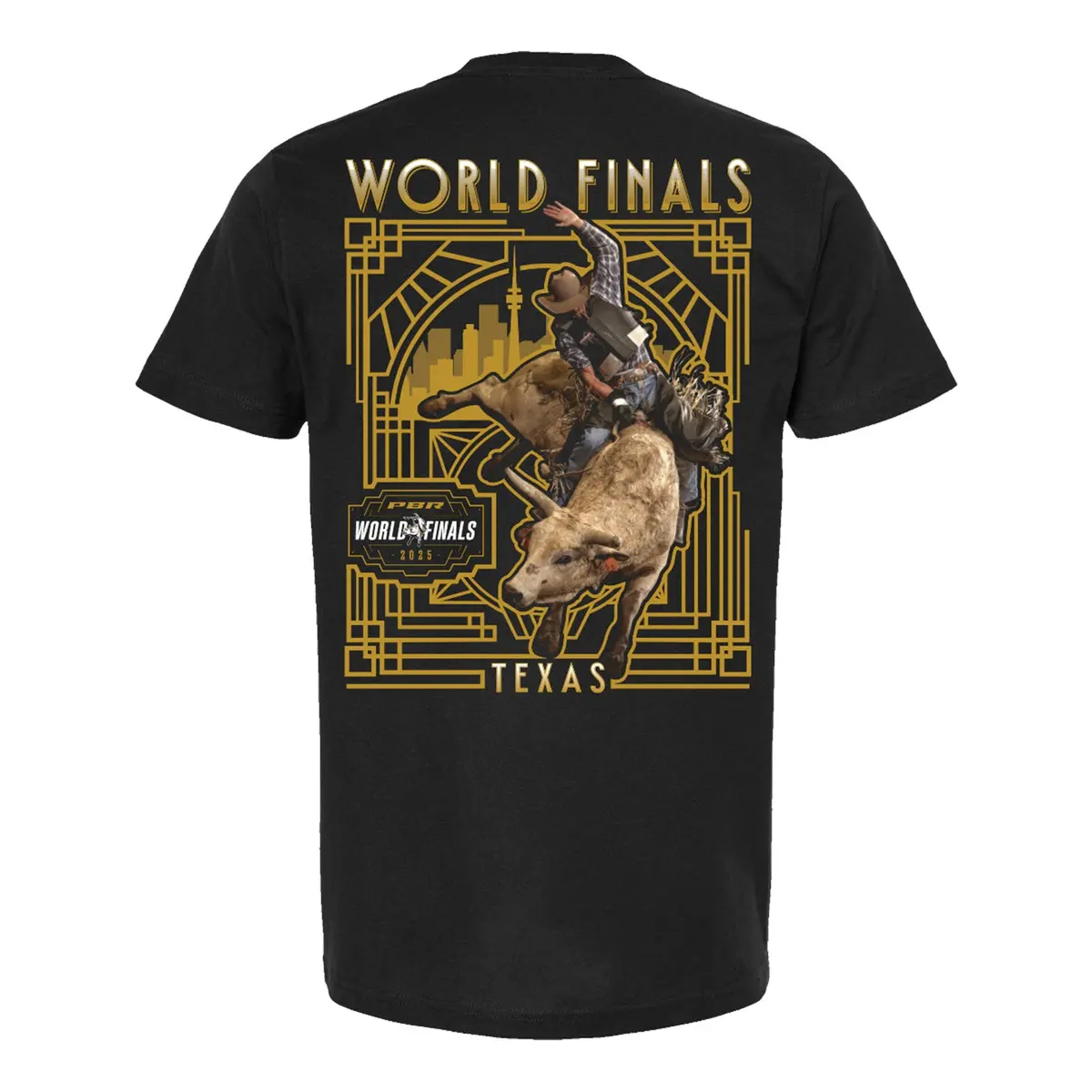 Pbr World Finals 2025 Art Deco Bull Rider T-Shirt - Black 1