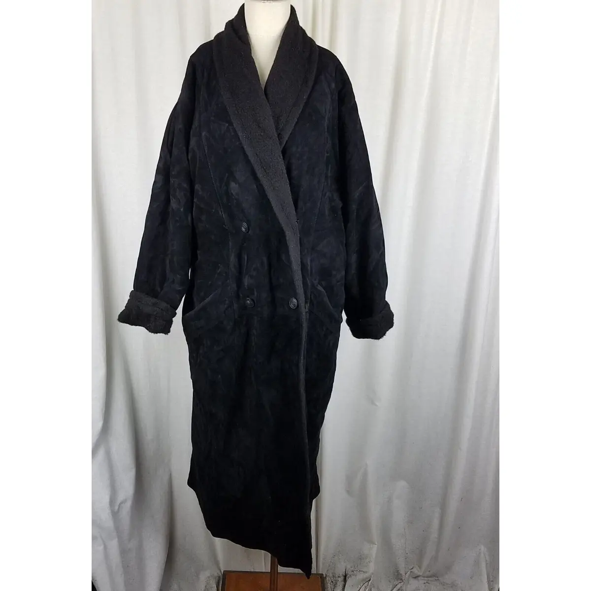 Vintage Rupp & Taureck Couture Leather Alpaca Wool Fur Maxi Peacoat Womens 40 Xl 1