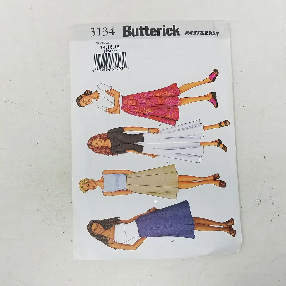 Butterick Fast & Easy Sewing Pattern 3134 Women Sizes 14-16-18 Aline Flare Skirt 1