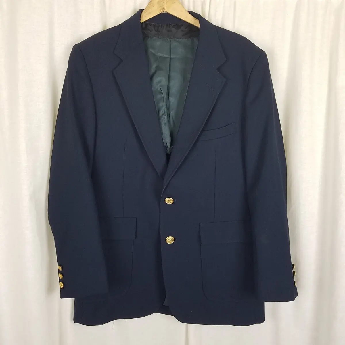 Vintage The Firehouse Navy Sportcoat Jacket Blazer Mens 40R Gold Buttons 1