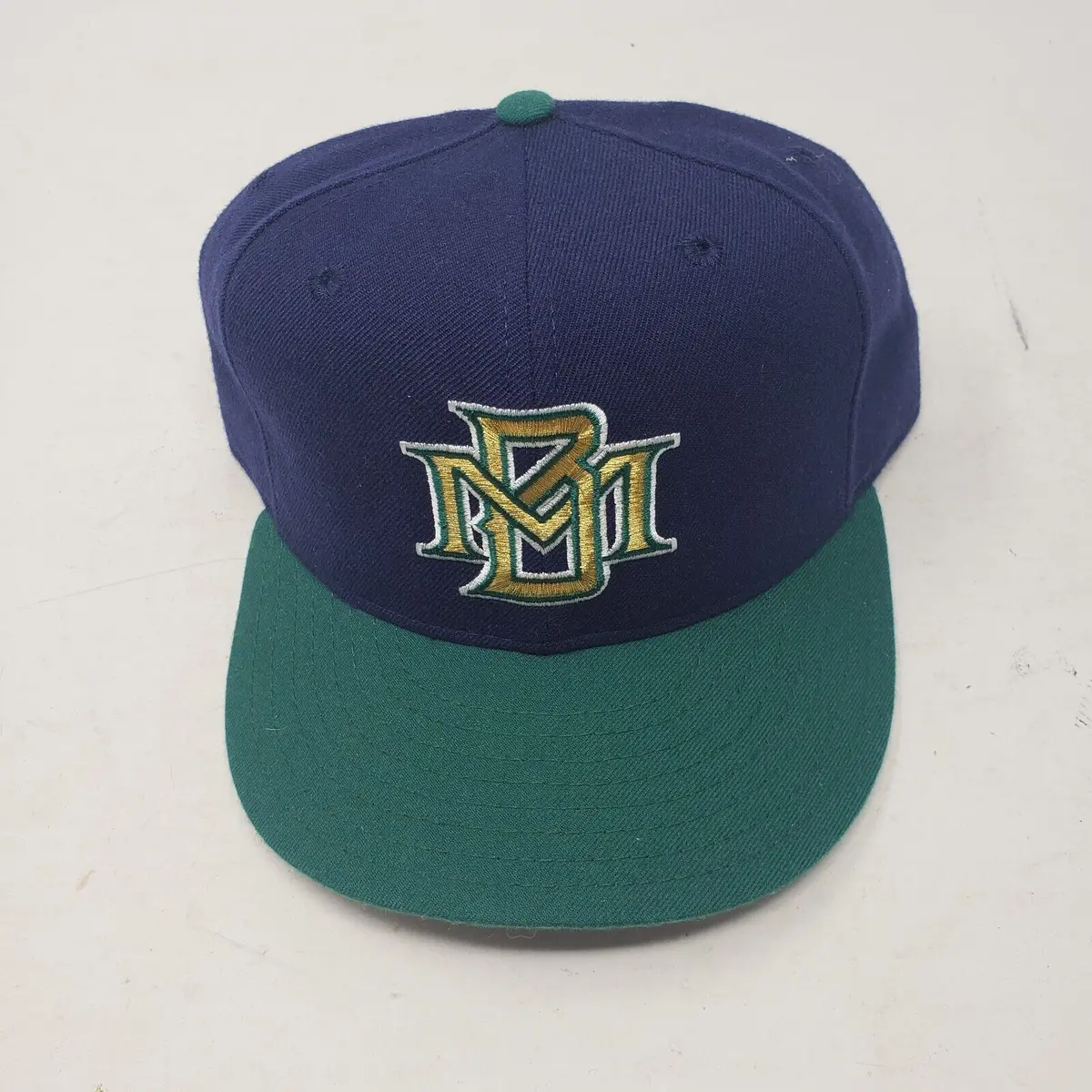 New Era Milwaukee Brewers Fitted Hat 59 Fifty Mens 7 1/2 Wool Usa Diamond Green 1