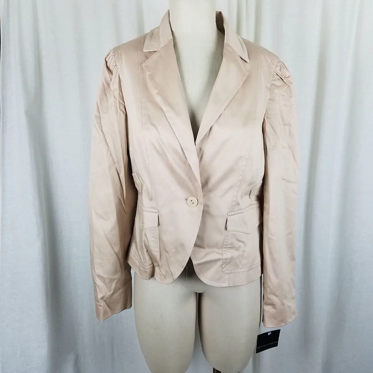 Apostrophe Musee D'orsay  Biscotti Cropped Jacket Blazer Womens 12 Stretch Tan 1