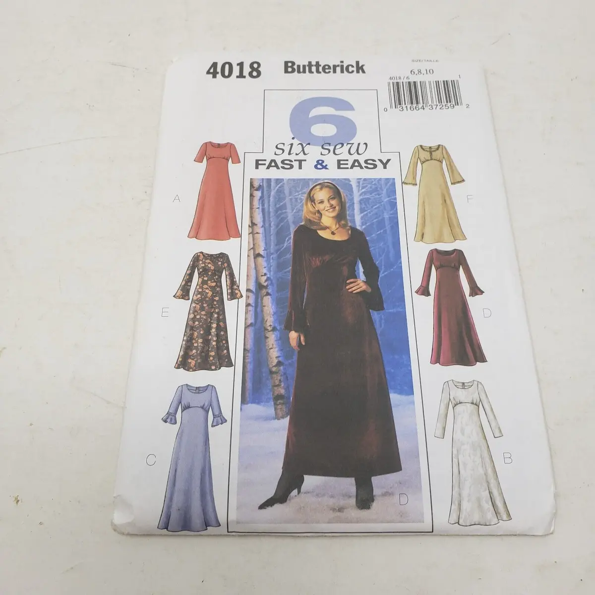 Butterick Sewing Pattern 4018 Dress Empire Bell Sleeves Uncut Womens Size 6 8 10 1
