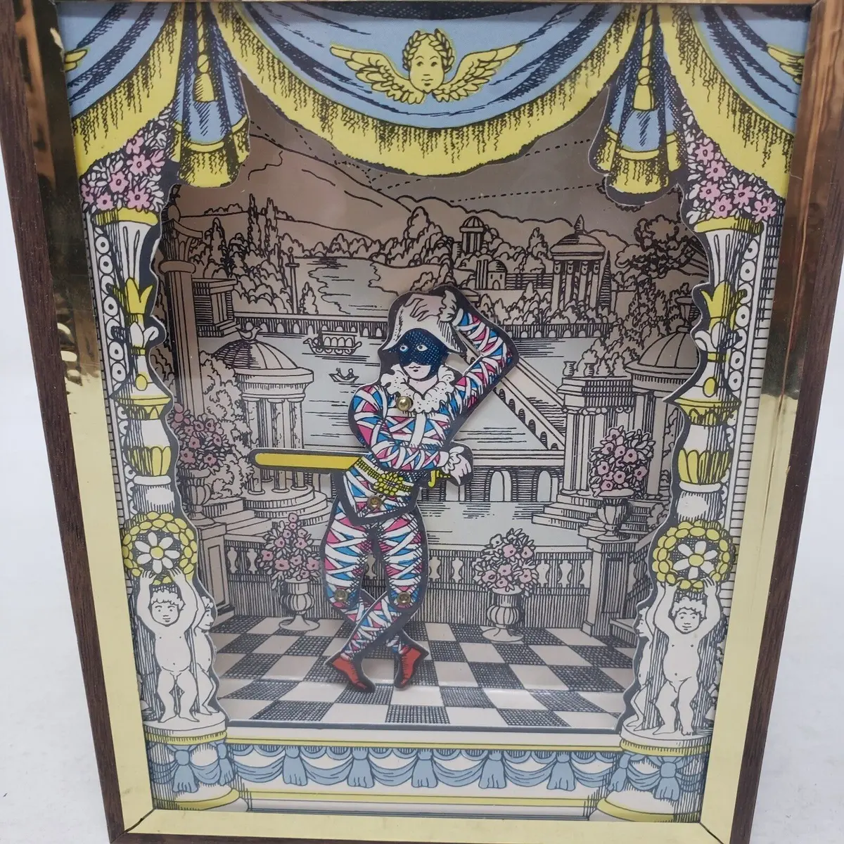 Vintage 1970S Reuge Swiss Music Box Menuet Mozart Dancing Harlequin Musical 7In 1