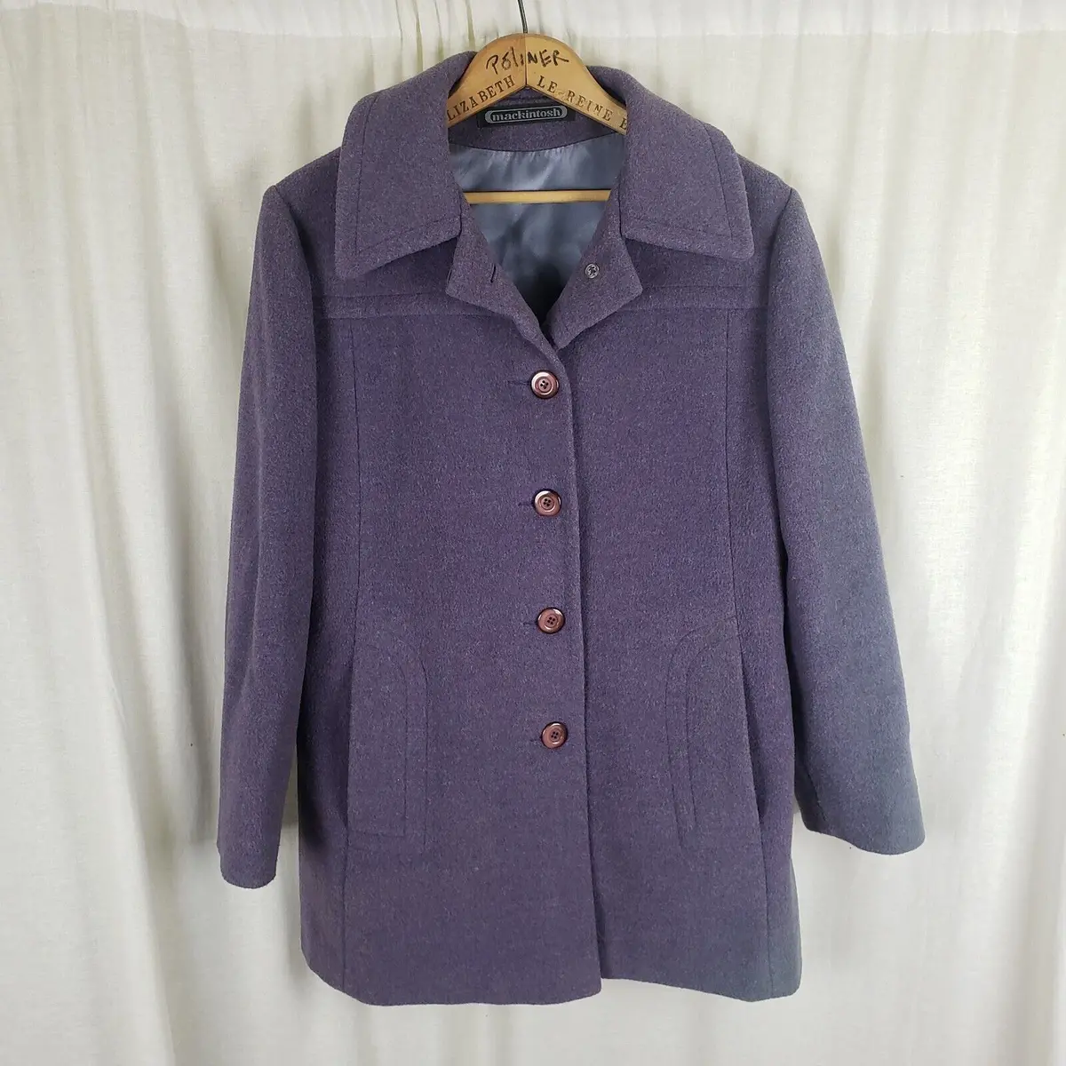 Vintage Mackintosh Lilac 90S Heathered Wool Peacoat Coat Jacket Womens 10 Usa 1