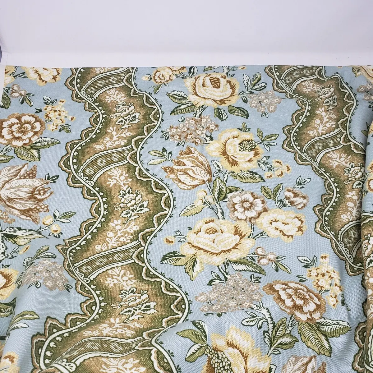 Vintage Ametex Amgard Fabric Mcm Floral Antique Roses Material 6+ Yards 2005 2