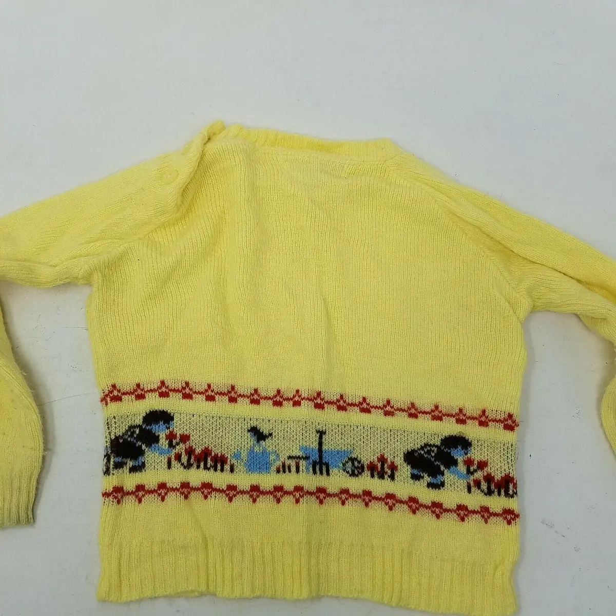 Vintage Kinswear Hand Framed Gardening Knit Pullover Sweater Baby Boys 12M 50S 2