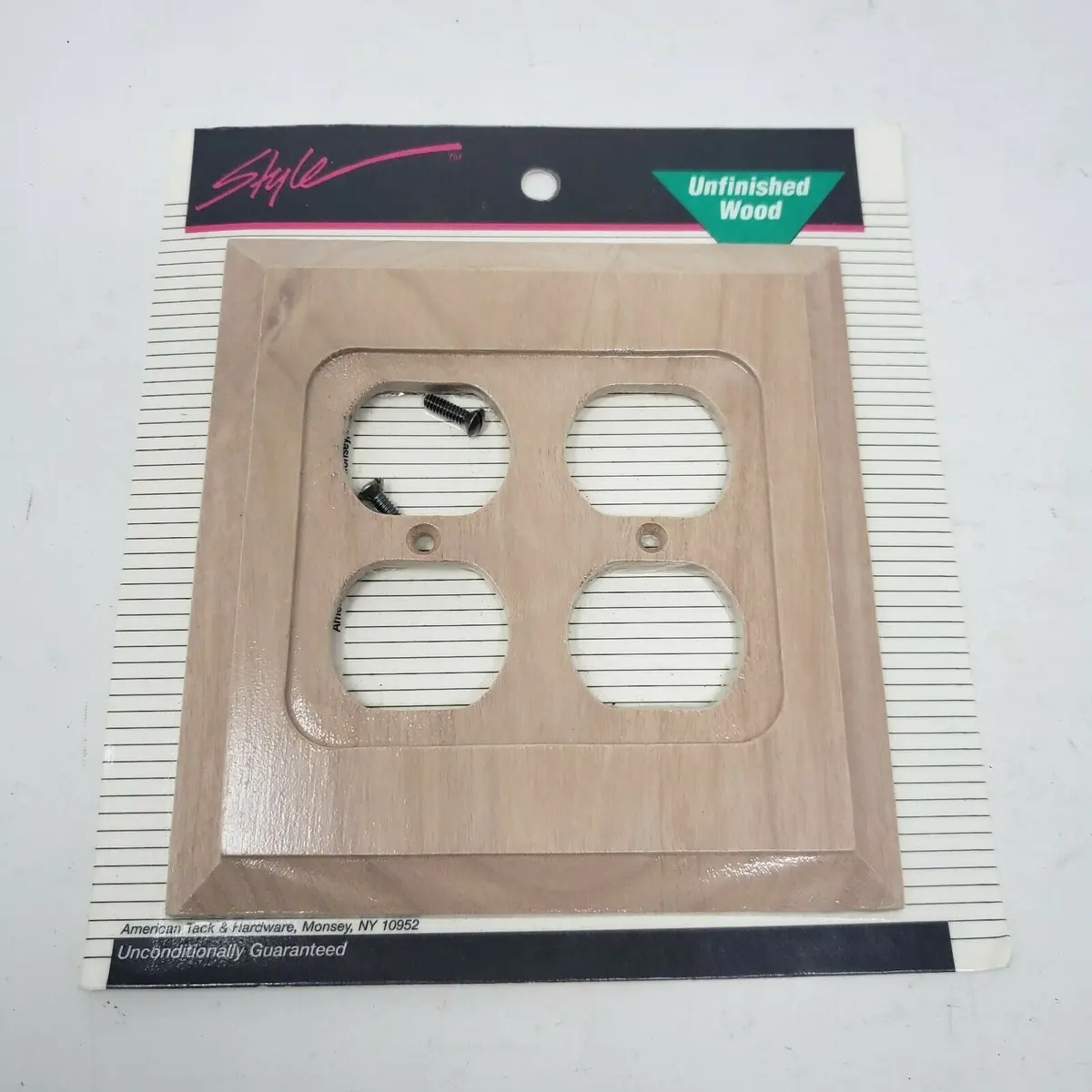 Vintage Style Unfinished Wood Double Outlet Cover Plate American Tack & Hardware 1