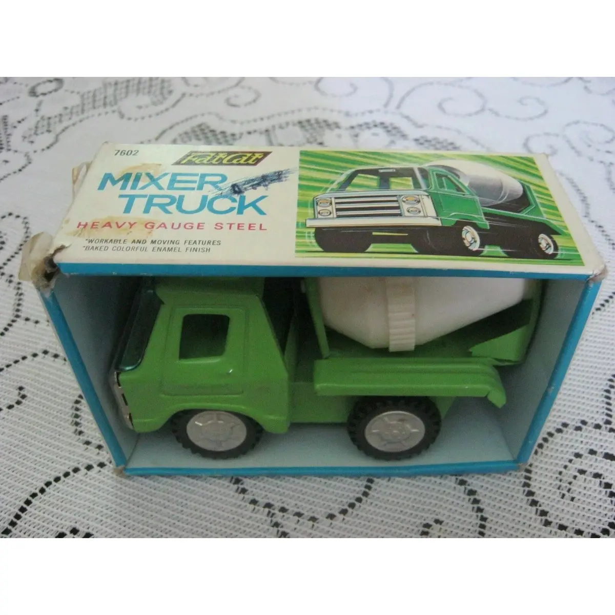 Clover Fat Cat Heavy Gauge Pressed Steel Metal Toy Mixer Truck 60S 70S Enamel 1