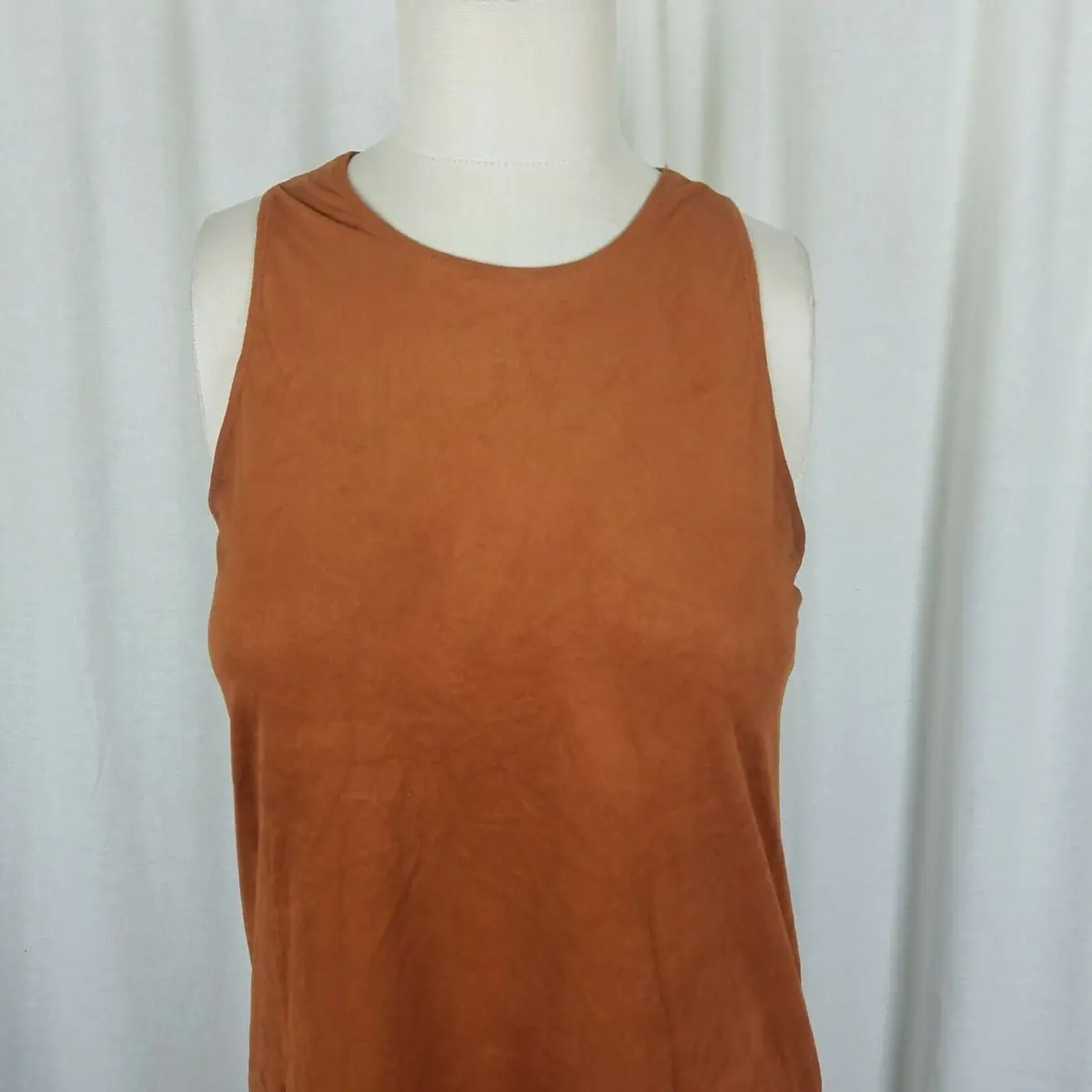 Garage Microfiber Tunic Tank Slip Mini Dress Womens S Cut Out Punch Design Rust 2